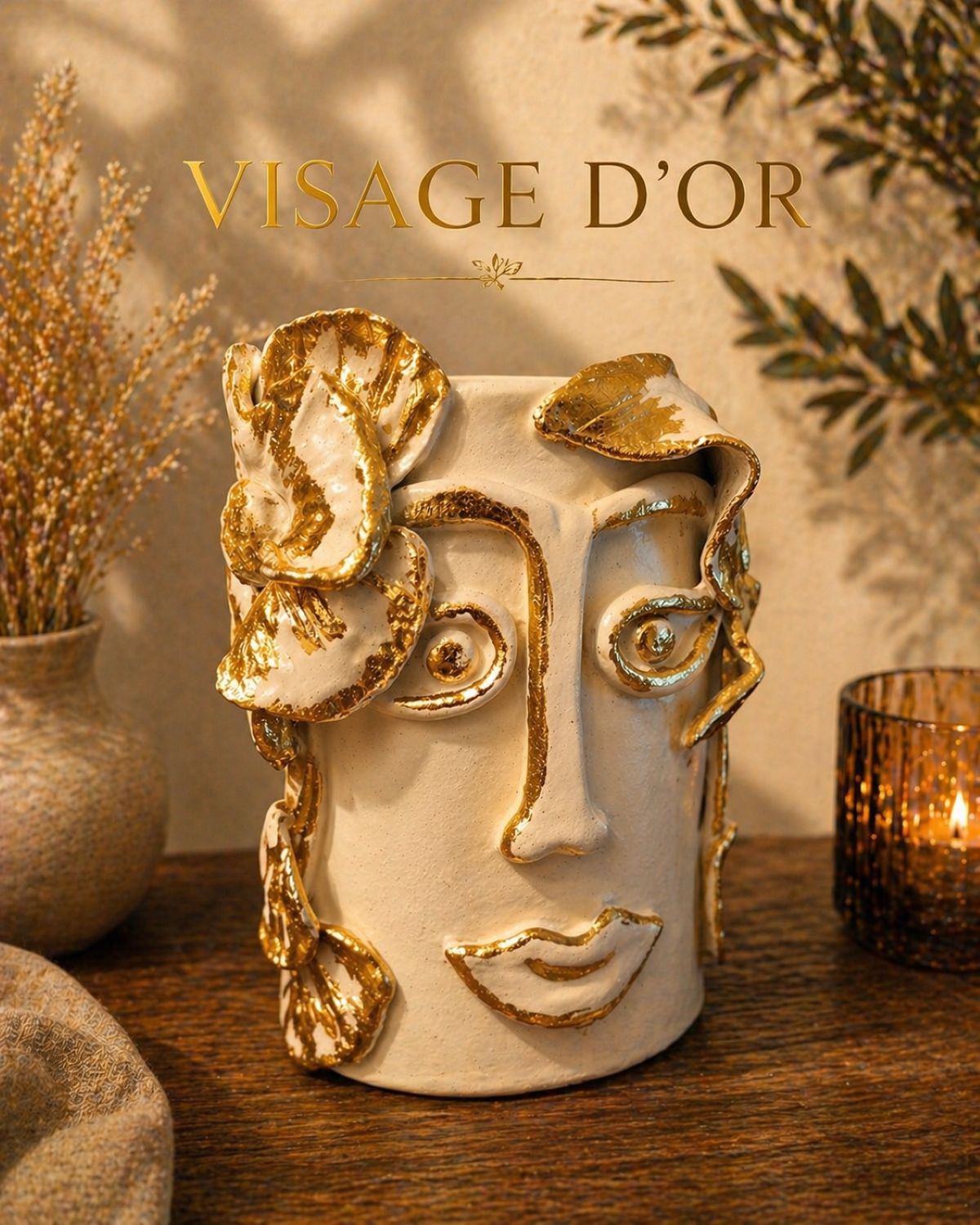 Vase décoratif Lumière d'Azur multicolore fait main en pâte autodurcissante