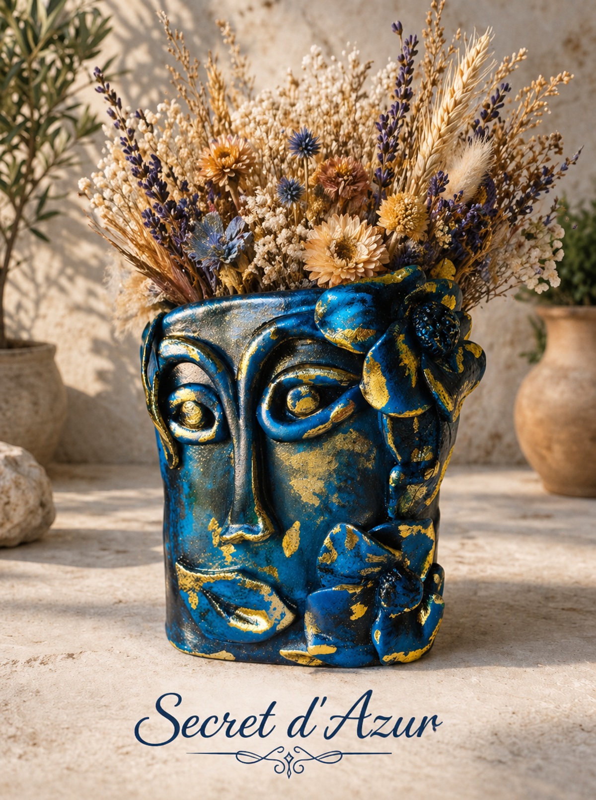 vase secret d azur coloré fait main pate autodurcissante