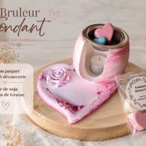 Brûleur de parfum artisanal cœur rouge marbré-5 fondants découverte