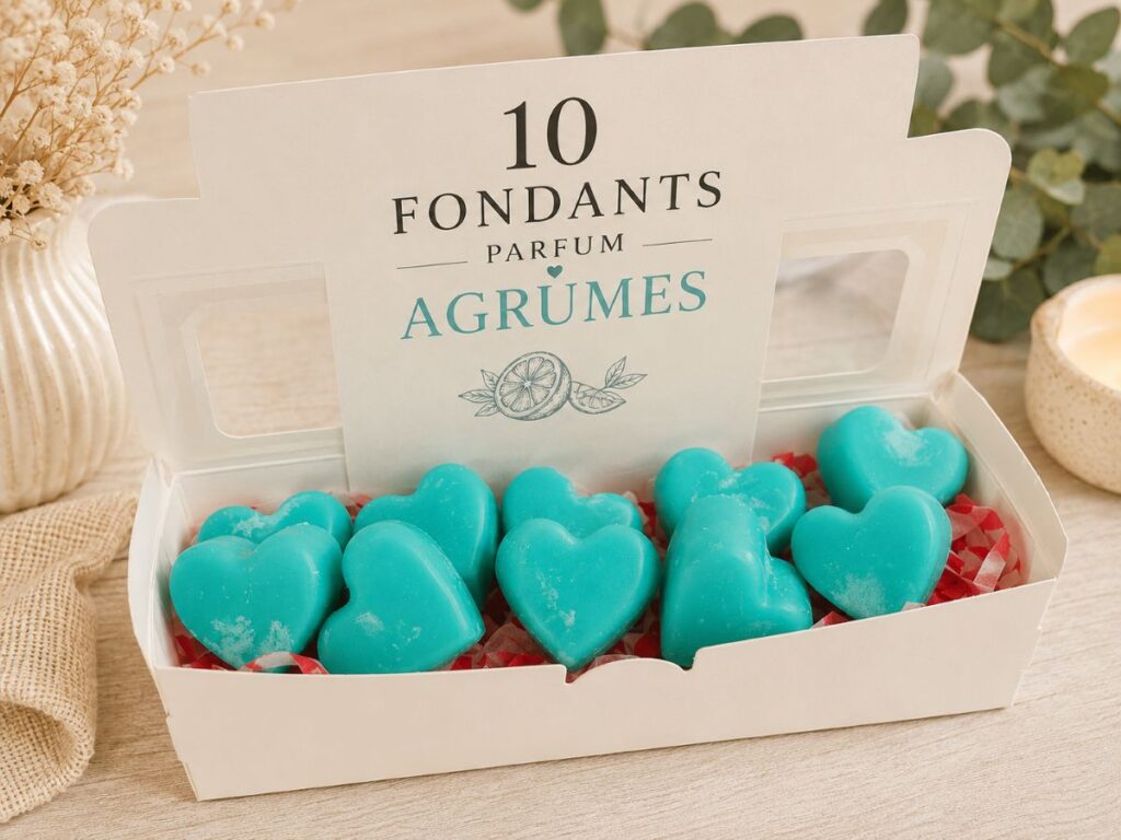 10 fondants parfumés Agrumes en cire de soja artisanaux -parfum de Grasse