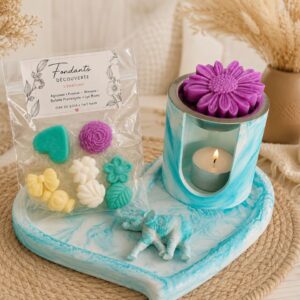 Ensemble brûleur à fondants avec plateau décoratif et 5 fondants parfumés -Ecume d’Azur