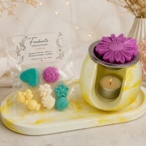 Ensemble brûleur à fondants avec plateau décoratif et 5 fondants parfumés